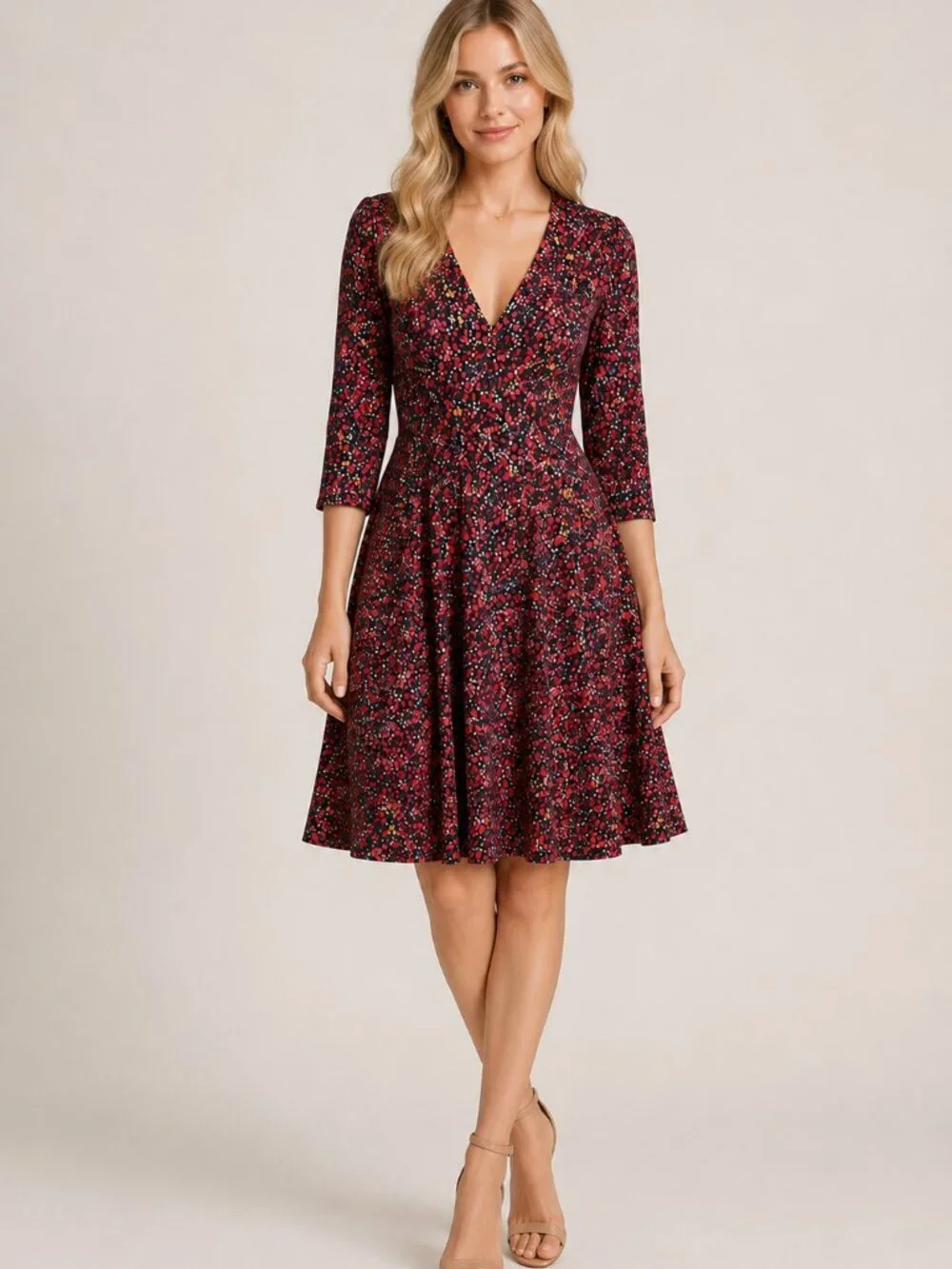 Anthropologie Hutch Floral V-Neck Women's Dress in Pink floral size M